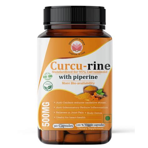 Diagnose to Cure Curcu-rine Curcumin 475mg Curcuminoids 95% with 25 mg ...