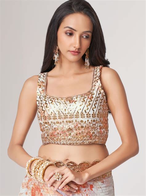 White Organza Digital Silk Sequin Saree – TrendOye
