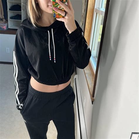 Women's Black and White Hoodie | Depop