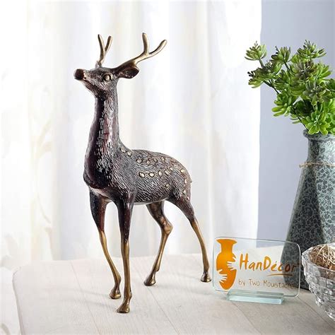 Two Moustaches 15 Inches Vintage Royal Stag Standing Brass Deer ...