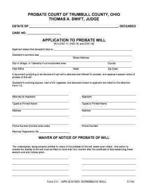 Trumbull County Probate Court - Fill and Sign Printable Template Online