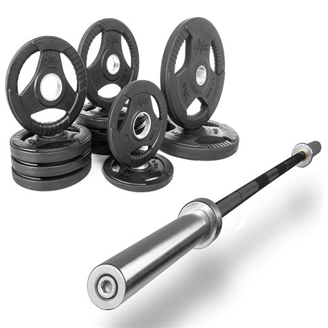 XMark Olympic Bar with Olympic Plate Weight Package