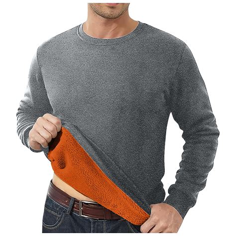 Men's Full Sherpa Lined Crewneck Sweatshirts Thermal Sweatshirts ...