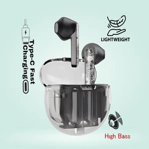 PTROX Transparent TWS Earbuds with 100 HRS Playtime, Bluetooth v5.3 S9 ...