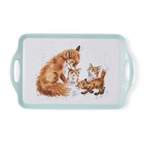 Pimpernel Wrendale Designs Melamine Large Handled Tray Bedtime Kiss Fox
