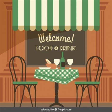 Vintage Illustration der Café-Terrasse | Kostenlose Vektor