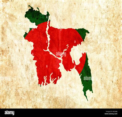 Vintage paper map of Bangladesh Stock Photo - Alamy