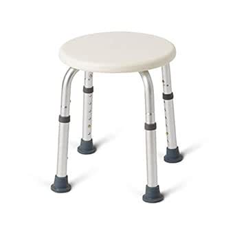 Medline Durable Aluminum Frame, Round Shower Stool, White, Supports up ...