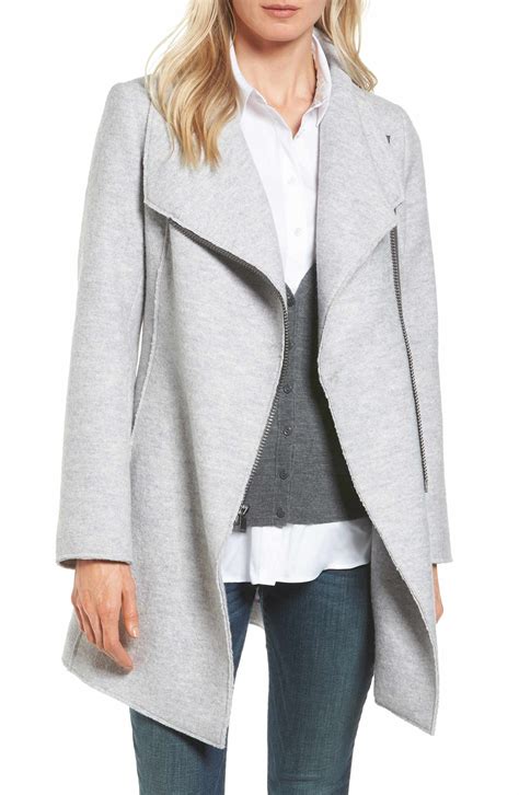 Halogen® Asymmetrical Zip Boiled Wool Blend Coat | Nordstrom | Wool ...