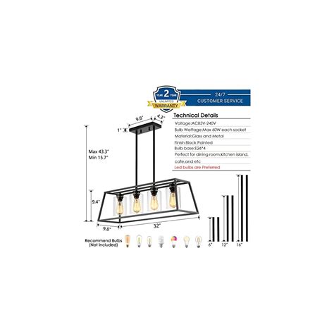 Buy Black Farmhouse Chandeliers for Dining Room, Rustic Kitchen Island ...