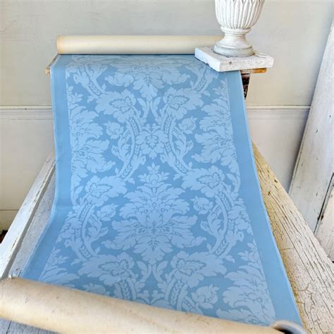 Buy 11.8 YARDS BLUE Isidore LEROY 1920 Antique French Wallpaper Bolt ...