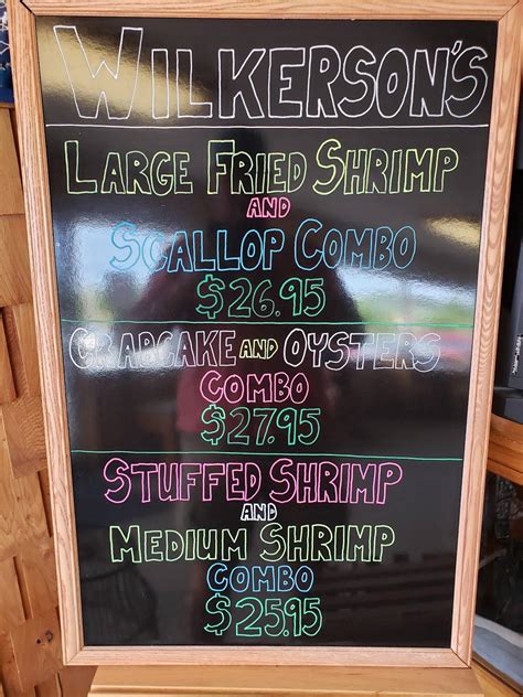Menu at Wilkerson's Seafood Restaurant, Colonial Beach
