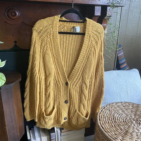 Super cozy oversized yellow cardigan perfect for... - Depop