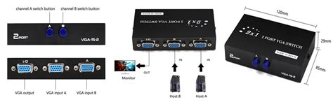 Terabyte 2 Port VGA Switch -For 2 PC To Share 1 Monitor And 2 Monitor ...