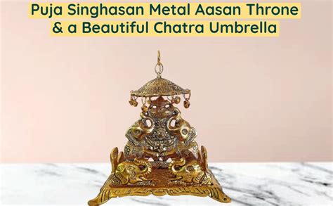 Buy RSN Puja Singhasan Metal Aasan Throne and a Beautiful Chatra ...