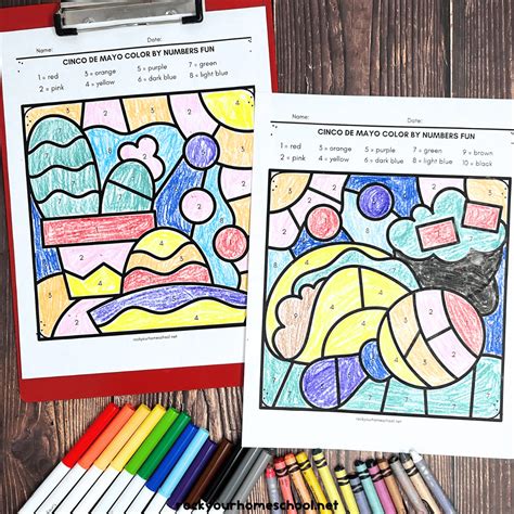 Cinco de Mayo Color by Number Activities for Holiday Fun (6 Free)
