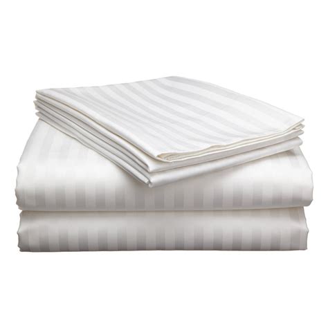 Solid White Self Design 300 TC King Size Pure Cotton Satin Slumber She ...