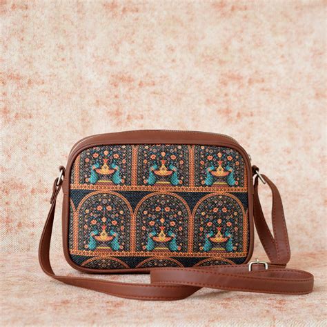 Mughal Motif and Royal Indian Peacock Motif - Office Bag & Sling Bag C ...