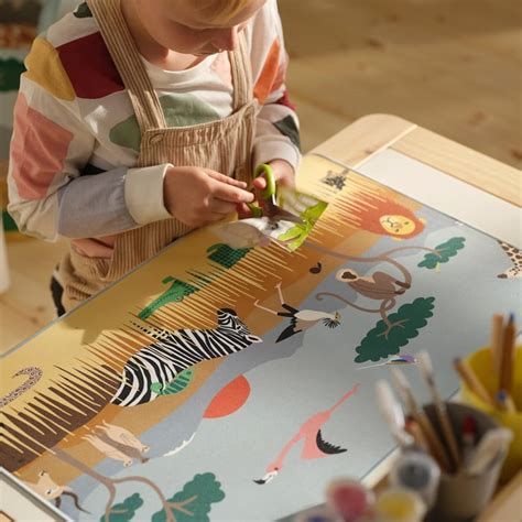 SANDLÖPARE desk pad, multicolour animals on the savannah, 38x60 cm ...