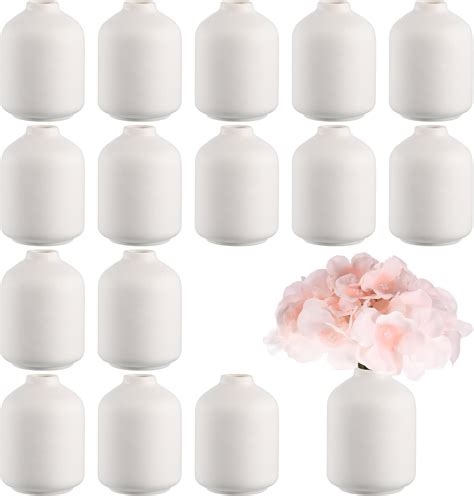 Amazon.com: Tioncy 15 Set 3.9"*2.76" White Ceramic Bud Vases Bulk Boho ...