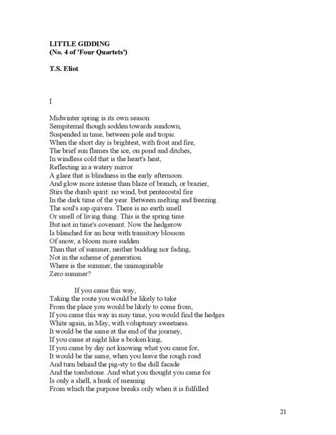 LITTLE GIDDING (No. 4 of 'Four Quartets') T.S. Eliot I ... | Exercises ...