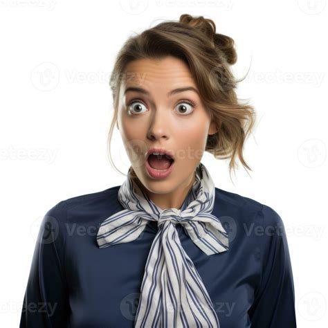 AI generated Portrait of shocked or surprised woman on pastel blue ...