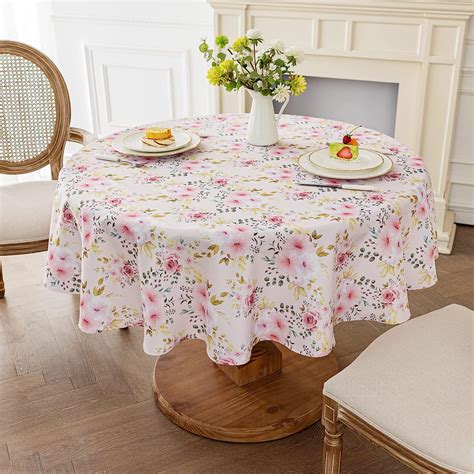 Amazon.com: Joyfol Day Flower Tablecloth, Pink Floral Table Cloth for ...