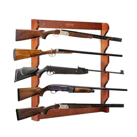 Gun Rack, Wood Gun Rack Wall Mount, Gun Display Rack Holds 5 Rifles ...