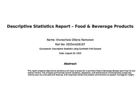 FnB Descriptive Statistics Report: Insights & Trends Analysis - Studocu