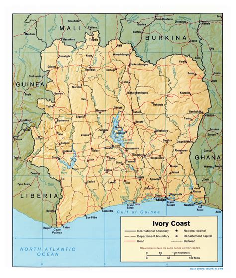 Large scale political and administrative map of Cote d'Ivoire with ...