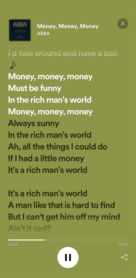 Money money money must be funny in the rich man's world | Money songs ...