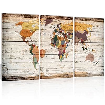 Buy Visual Art Decor Large Vintage World Map Canvas Prints Atlas Framed ...