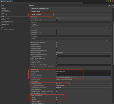 Unity Build for Android Settings 的图像结果