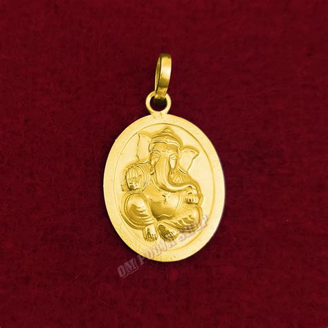 Oval Shape Ganesh ji Pendant in Pure Silver & Pure Gold
