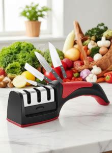BIZOLO 3 Stages Knife Sharpener Ceramic, Diamond and Steel Scissor and ...