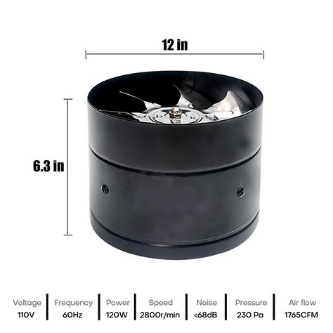 8/10/12 inch Exhaust Inline Duct Fan Boost Airflow | Ubuy India