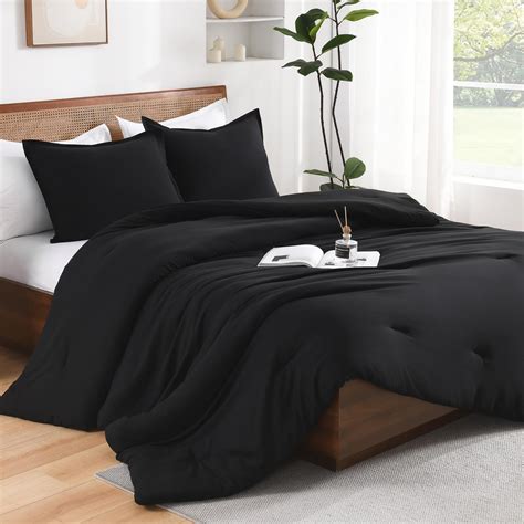 Amazon.com: Andency Black Comforter Set Queen, 3 Pieces Lightweight ...
