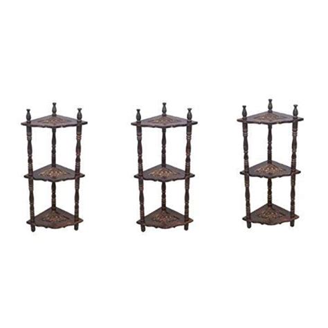 Heritage wood crafts Set of 3 Wooden Mini Corner Rack Side Table Wall ...