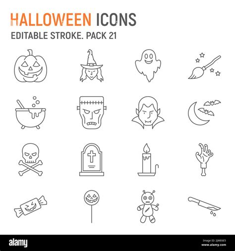 Halloween line icon set, spooky collection, vector graphics, logo ...