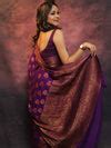 Banarasee Handwoven Pure Chiffon Saree With Meenakari Work-Violet