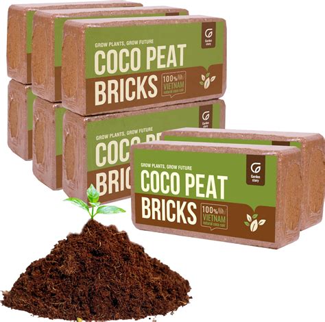 Amazon.com : Coco Coir Brick for Plants- 6 Pack Premium 100% Organic Peat Moss Mix with Low EC ...
