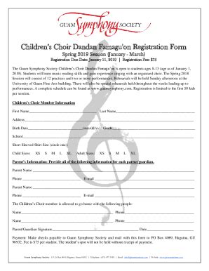 Fillable Online Childrens Choir Dandan Famagu'on Registration Form Fax ...