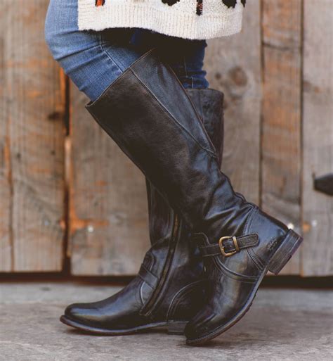 Black leather knee high boots wide calf online