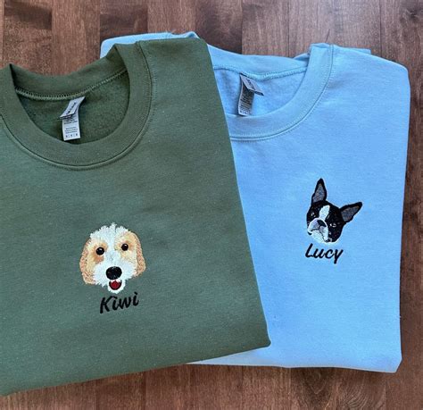 Custom Embroidered Pet Sweatshirt, Custom Dog/cat From Photo Embroidery ...