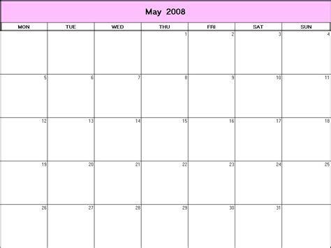 May 2008 printable blank calendar - Calendarprintables.net