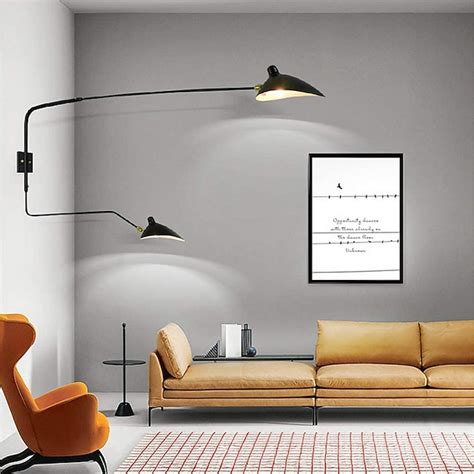 Simple Style Swing Wall Lamp with Dome Lampshade 1-2 Light Black Wall ...