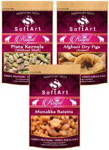 Soft Art Dry fruits Royal combo of Pista Kernels,Anjeer,Munakka (100g ...