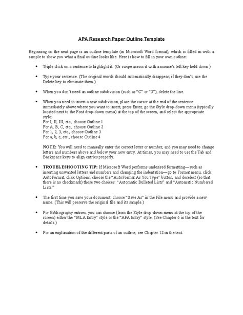 Image result for APA Outline Example