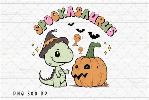 Cute Dinosaur Pumpkin Halloween Fall PNG Graphic by Flora Co Studio ...