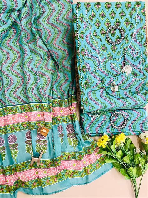 Angrakha pattern pure cotton unstitched suit – Fabricskart